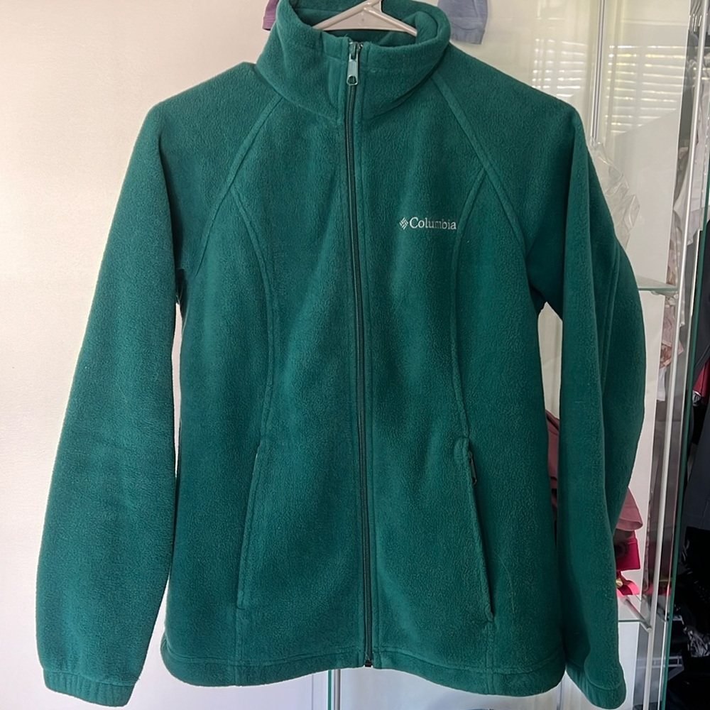 Women’s Columbia dark green full zip fleece jacket Size S